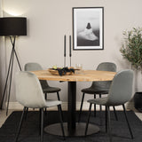 Kruhový stůl Cirebon - 140 cm - Teak / Černá + Polar Jídelní židle - Černé nohy / Světle šedá Velvet_4