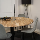 Kruhový stůl Cirebon - 140 cm - Teak / Černá + Polar Jídelní židle - Černé nohy / Světle šedá Velvet_4