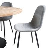 Kruhový stůl Cirebon - 140 cm - Teak / Černá + Polar Jídelní židle - Černé nohy / Světle šedá Velvet_4