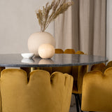Estelle runt Matbord - Borstad Mässing / Svart marmor - ø106*H75+Limhamn - Židle - Gold Velvet_4
