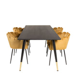 Dipp jídelní stůl - 180*90cm - Černá dýha / černé nohy s mosazným dippem +Limhamn - Židle - Gold Velvet_4