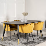 Dipp jídelní stůl - 180*90cm - Černá dýha / černé nohy s mosazným dippem +Limhamn - Židle - Gold Velvet_4