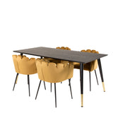 Dipp jídelní stůl - 180*90cm - Černá dýha / černé nohy s mosazným dippem +Limhamn - Židle - Gold Velvet_4