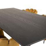 Dipp jídelní stůl - 180*90cm - Černá dýha / černé nohy s mosazným dippem +Limhamn - Židle - Gold Velvet_4