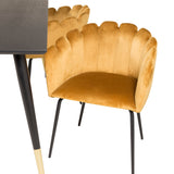 Dipp jídelní stůl - 180*90cm - Černá dýha / černé nohy s mosazným dippem +Limhamn - Židle - Gold Velvet_4