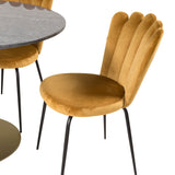 Estelle runt Matbord - Borstad Mässing / Svart marmor - ø106*H75+Limhamn Light - Židle - Gold Velvet_4