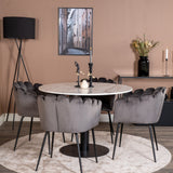Estelle runt Matbord - Svart / Vit marmor - ø106*H75+Limhamn - Židle - Grey Velvet_4