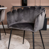 Estelle runt Matbord - Svart / Vit marmor - ø106*H75+Limhamn - Židle - Grey Velvet_4