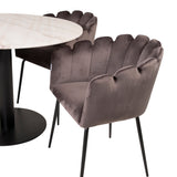 Estelle runt Matbord - Svart / Vit marmor - ø106*H75+Limhamn - Židle - Grey Velvet_4