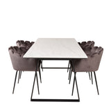 Estelle Matbord - Svart / Vit Marmor - 200*90*H76+Limhamn - Židle - Grey Velvet_4