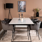 Estelle Matbord - Svart / Vit Marmor - 200*90*H76+Limhamn - Židle - Grey Velvet_4