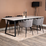 Estelle Matbord - Svart / Vit Marmor - 200*90*H76+Limhamn - Židle - Grey Velvet_4
