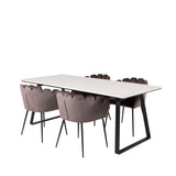 Estelle Matbord - Svart / Vit Marmor - 200*90*H76+Limhamn - Židle - Grey Velvet_4