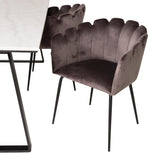 Estelle Matbord - Svart / Vit Marmor - 200*90*H76+Limhamn - Židle - Grey Velvet_4