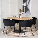 Kruhový stůl Cirebon - 140 cm - Teak / Black +Limhamn - Židle - Black Velvet_6