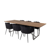 Padang Matbord - Svart / mörk Teak - 250*100*H76+Limhamn - Židle - Black Velvet_6
