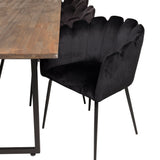 Padang Matbord - Svart / mörk Teak - 250*100*H76+Limhamn - Židle - Black Velvet_6