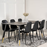 Dipp jídelní stůl - 180*90cm - Černá dýha / černé nohy s mosazným dippem + Polar Matstol - Svart / Svart PU _6