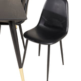 Dipp jídelní stůl - 180*90cm - Černá dýha / černé nohy s mosazným dippem + Polar Matstol - Svart / Svart PU _6