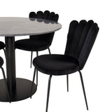 Estelle runt Matbord - Svart / Svart marmor - ø106*H75+Limhamn Light - Židle - Black Velvet_4
