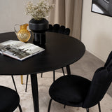 Jídelní stůl Dipp - 115 cm - Černá dýha / černé nohy s mosazným dippem + Limhamn Light - Židle - Black Velvet_4