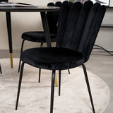 Jídelní stůl Dipp - 115 cm - Černá dýha / černé nohy s mosazným dippem + Limhamn Light - Židle - Black Velvet_4