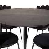 Jídelní stůl Dipp - 115 cm - Černá dýha / černé nohy s mosazným dippem + Limhamn Light - Židle - Black Velvet_4