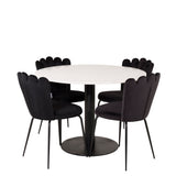 Razzia Jídelní stůl 106cm - White Terazzo / Black+Limhamn Light - Židle - Black Velvet_4