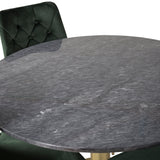 Estelle runt Matbord - Borstad Mässing / Svart marmor - ø106*H75+Velvet Lyx Matstol - Matt Mässing / Mossgrön Sammet_4