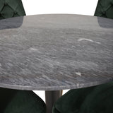 Estelle runt Matbord - Svart / Svart marmor - ø106*H75+Velvet Lyx Matstol - Matt Mässing / Mossgrön Sammet_4