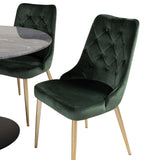 Estelle runt Matbord - Svart / Svart marmor - ø106*H75+Velvet Lyx Matstol - Matt Mässing / Mossgrön Sammet_4