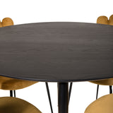 Jídelní stůl Dipp - 115 cm - Černá dýha / černé nohy s mosazným dippem + Limhamn Light - Židle - Gold Velvet_4