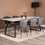 Estelle Matbord - Svart / Vit Marmor - 200*90*H76+Limhamn Light - Židle - Grey Velvet_6