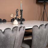 Estelle Matbord - Svart / Vit Marmor - 200*90*H76+Limhamn Light - Židle - Grey Velvet_6