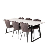 Estelle Matbord - Svart / Vit Marmor - 200*90*H76+Limhamn Light - Židle - Grey Velvet_6