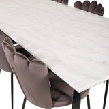 Estelle Matbord - Svart / Vit Marmor - 200*90*H76+Limhamn Light - Židle - Grey Velvet_6