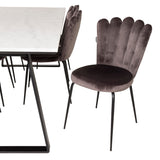 Estelle Matbord - Svart / Vit Marmor - 200*90*H76+Limhamn Light - Židle - Grey Velvet_6
