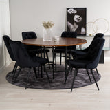 Copenhagen - Jídelní stůl kulatý - Hnědá / Černá+Velvet Deluxe Jídelní židle - Černé nohy / Black velvet_6