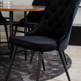 Copenhagen - Jídelní stůl kulatý - Hnědá / Černá+Velvet Deluxe Jídelní židle - Černé nohy / Black velvet_6
