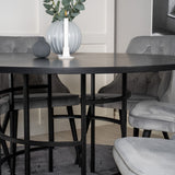 Copenhagen - Jídelní stůl kulatý - Černá / Black+Velvet Deluxe Jídelní židle - Černé nohy / Světle šedá velvet_6