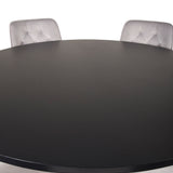 Copenhagen - Jídelní stůl kulatý - Černá / Black+Velvet Deluxe Jídelní židle - Černé nohy / Světle šedá velvet_6