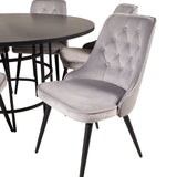 Copenhagen - Jídelní stůl kulatý - Černá / Black+Velvet Deluxe Jídelní židle - Černé nohy / Světle šedá velvet_6