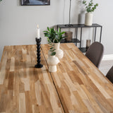 Cirebon Jídelní stůl 200*90cm - Teak / Bílá + Židle Polar - Šedá látka Bílé Nohy _6