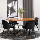 Copenhagen - Jídelní stůl kulatý - Hnědá / Černá+Velvet Matstol - Svart / Svart S