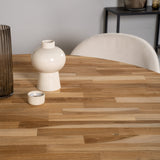 Kruhový stůl Cirebon - 100 cm - Teak / Černá + Sametová jídelní židle - Černé nohy /