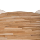 Kruhový stůl Cirebon - 100 cm - Teak / Černá + Sametová jídelní židle - Černé nohy /