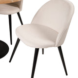 Kruhový stůl Cirebon - 100 cm - Teak / Černá + Sametová jídelní židle - Černé nohy /