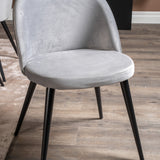 Estelle Matbord - Svart / Vit Marmor - 200*90*H76+Velvet Matstol - Svart / Ljusgrå Sammet_6