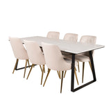 Estelle Matbord - Svart / Vit Marmor - 200*90*H76+Velvet Deluxe Jídelní židle - B