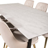 Estelle Matbord - Svart / Vit Marmor - 200*90*H76+Velvet Deluxe Jídelní židle - B